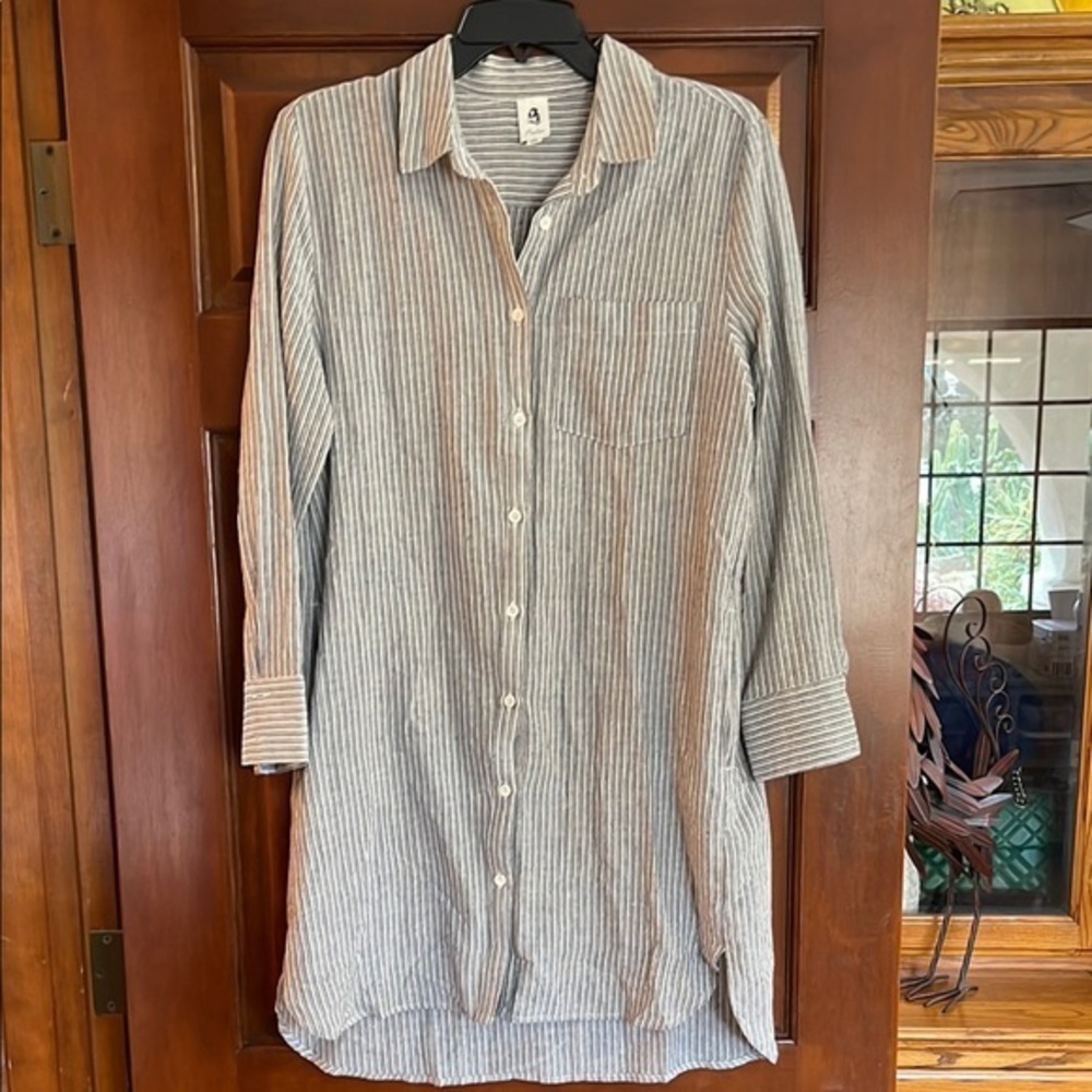 Flawless Striped Button-Up Shirt Dress small
